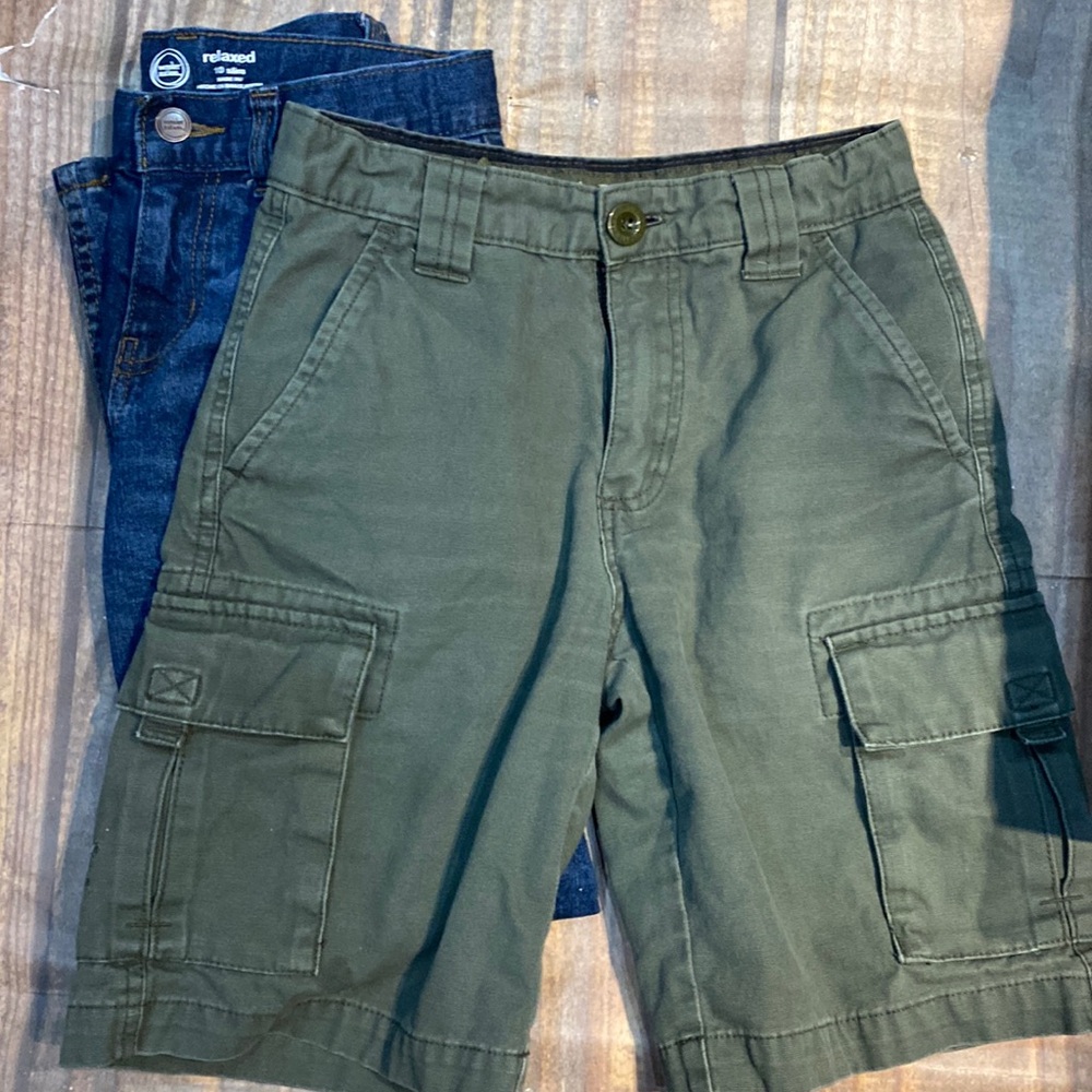 Boy Scouts of America Cargo Uniform Shorts Olive Green size youth 10